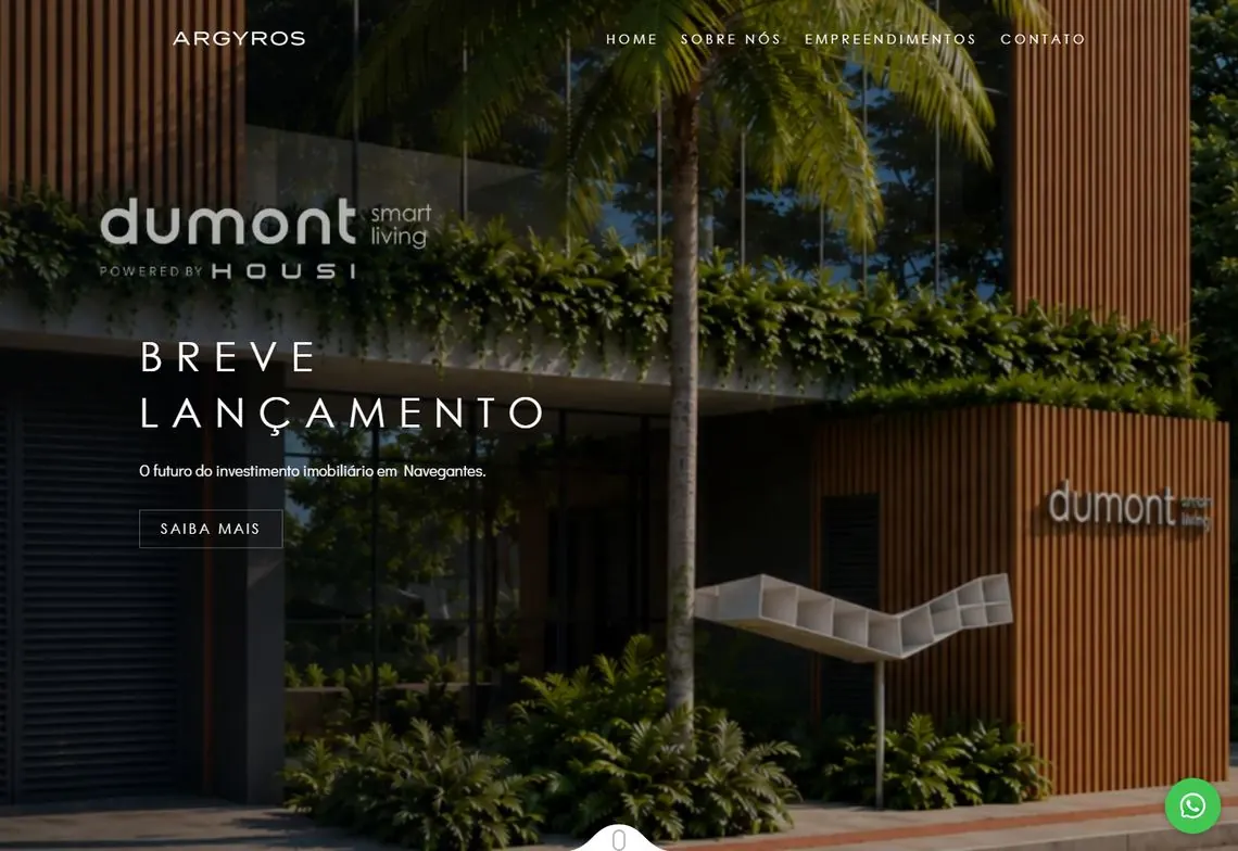 Site da Argyros Empreendimentos, feito pela Onfaz