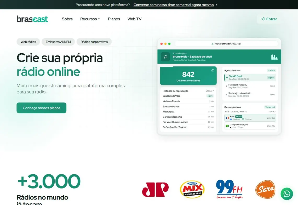 Site da Brascast, feito pela Onfaz