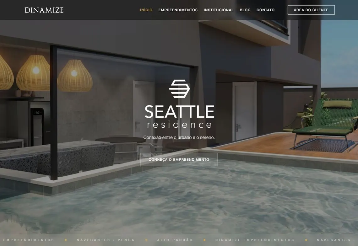 Site da Dinamize Empreendimentos, feito pela Onfaz